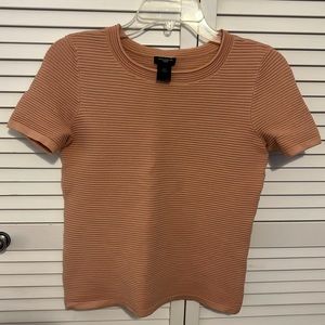 Rose pink Ann Taylor shirt, ribbed, stretchy material. Size small petite